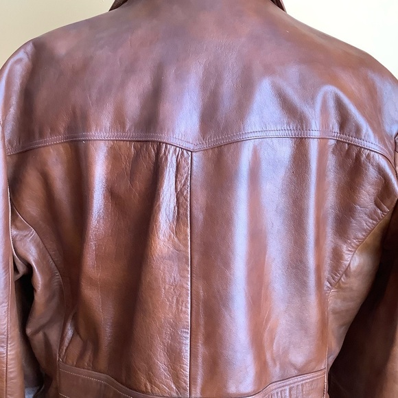 VINTAGE 70's Menswear Brown Leather Blazer - Picture 6 of 16